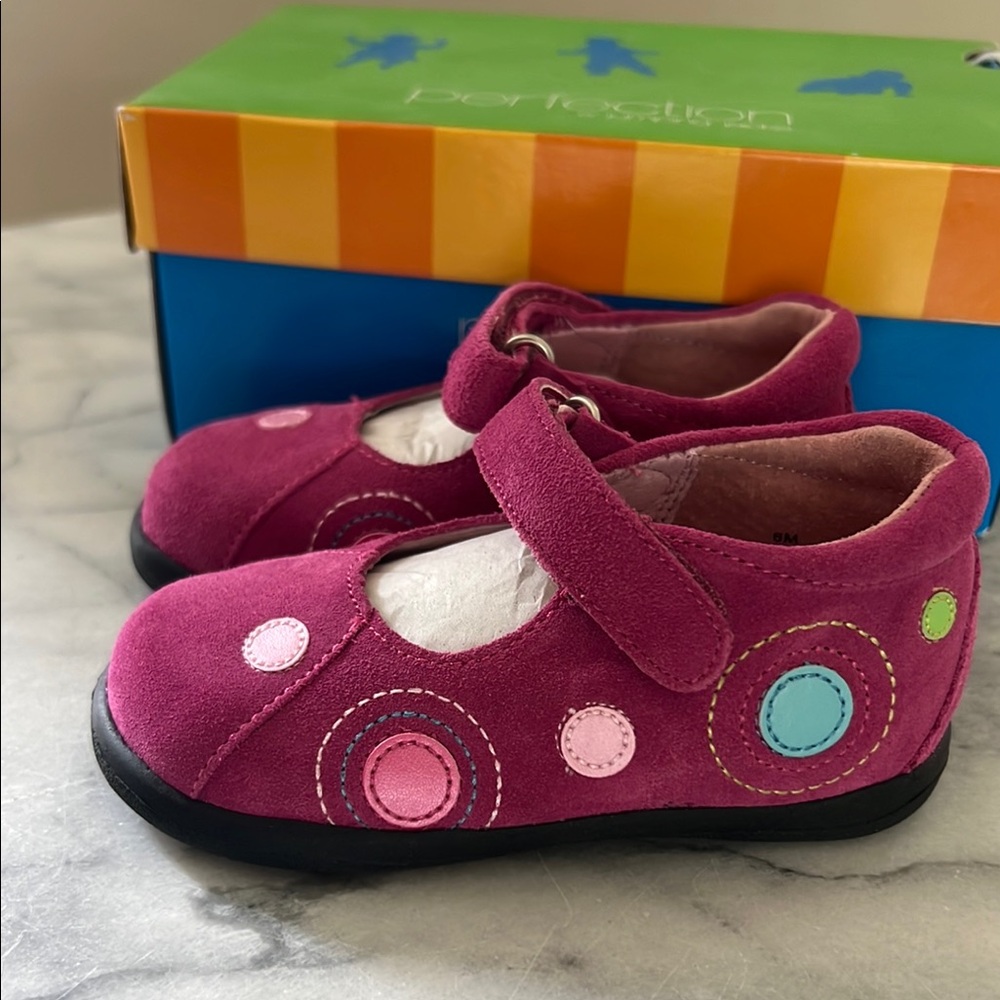 Jumping Jacks Perfection Pink Dottie Shoes kids size 6 new